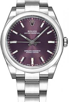 Rolex Oyster Prepetual Automatic Purple Grape Dial Stainless Steel Unisex Luxury Watch 114200RGSO